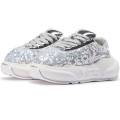 Glitter Silver Chunk – Sneakers cu platformă cu sclipici argintiu