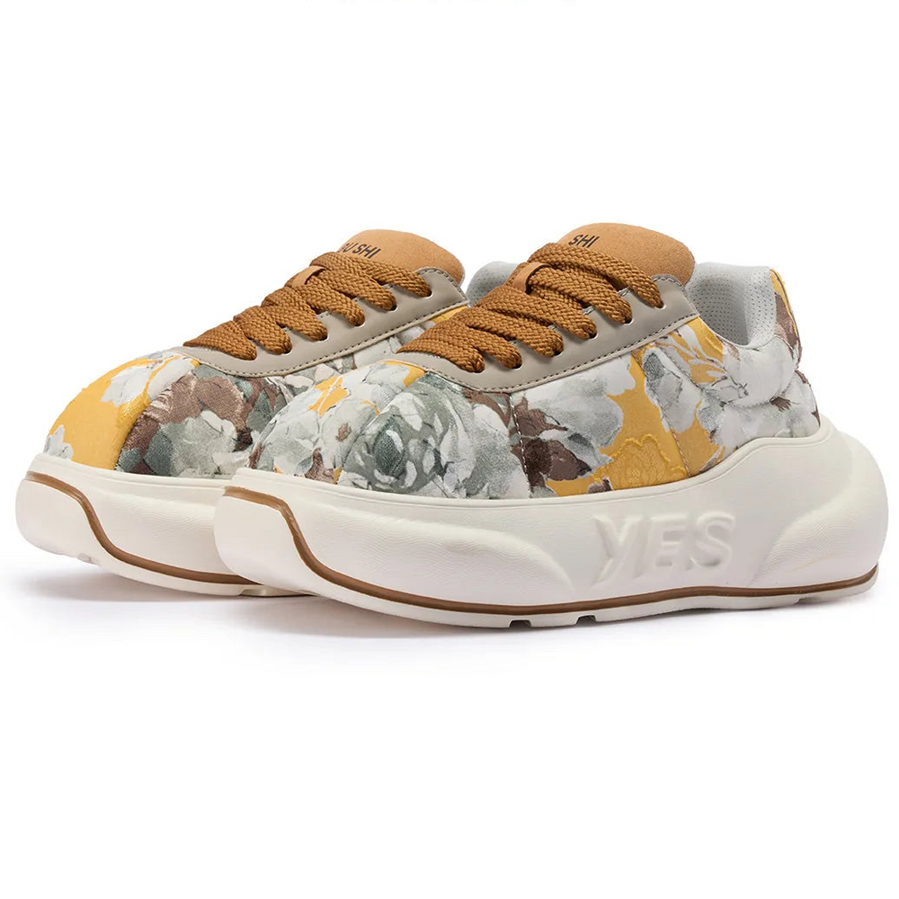 Floral Gold Chunk – Floral Gold Platform Sneakers