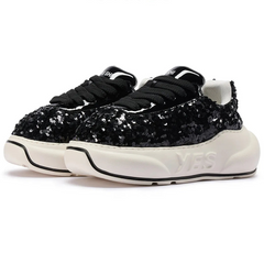 Glitter Noir Chunk – Black Glitter Platform Sneakers
