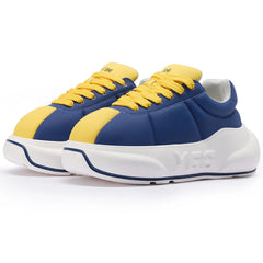 Cobalt Chunk – Blue & Ochre Platform Sneakers
