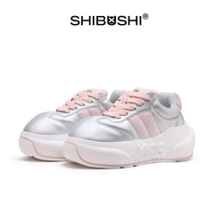 Pearl Chunk – Sneakers cu platformă roz și argintii