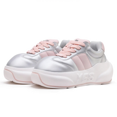 Pearl Chunk – Pink & Silver Platform Sneakers
