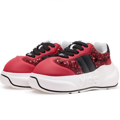 Crimson Chunk – Sneakers cu platformă roșii și negri