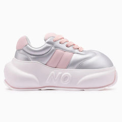 Pearl Chunk – Sneakers cu platformă roz și argintii