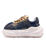 Gilded Indigo Chunk – Blue & Gold Platform Sneakers