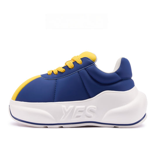 Cobalt Chunk – Blue & Ochre Platform Sneakers