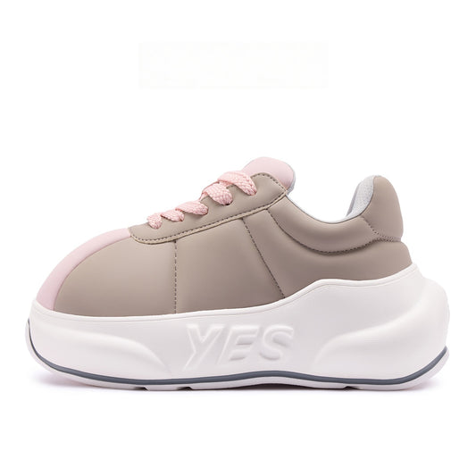 Dune Rose Chunk – Taupe & Pink Platform Sneakers