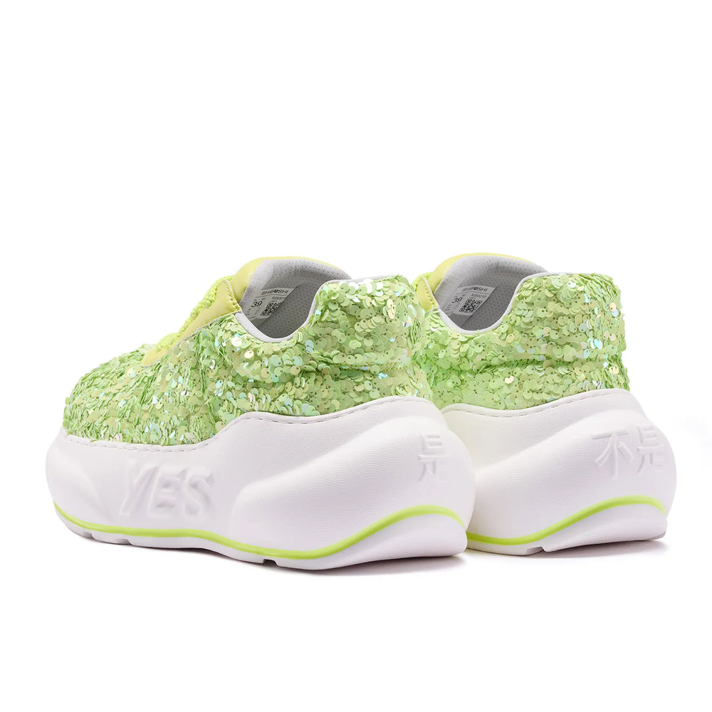 Glitter Lime Chunk – Lime Green Glitter Platform Sneakers
