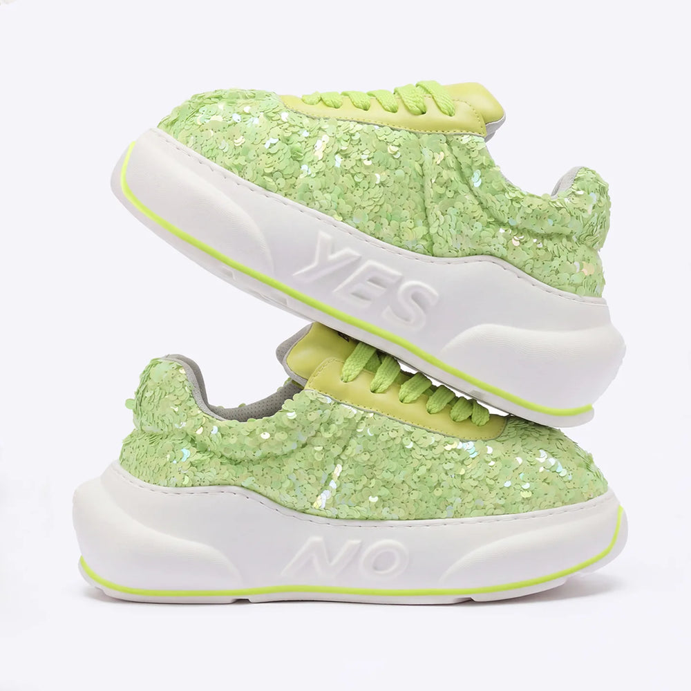 Glitter Lime Chunk – Lime Green Glitter Platform Sneakers