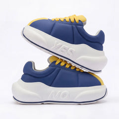 Cobalt Chunk – Blue & Ochre Platform Sneakers