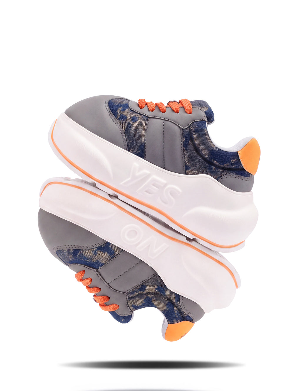Signal Chunk – Navy & Orange Platform Sneakers