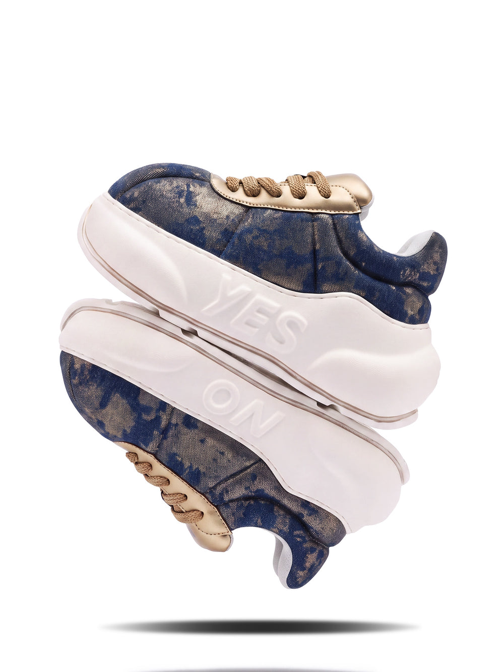 Gilded Indigo Chunk – Blue & Gold Platform Sneakers