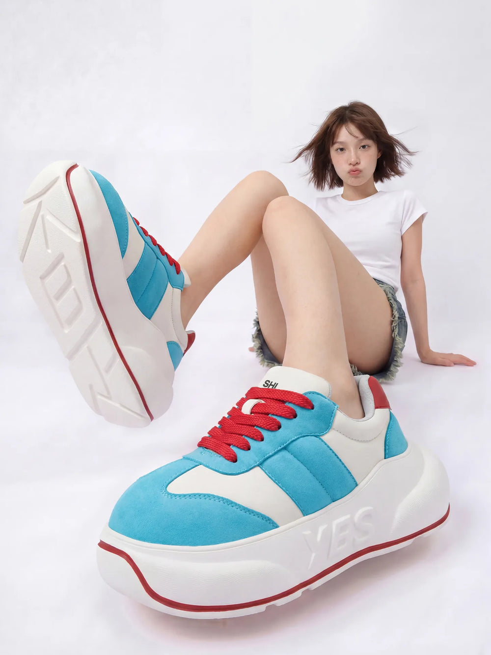 Cyan Chunk – Sneakers cu platformă albastru-cian