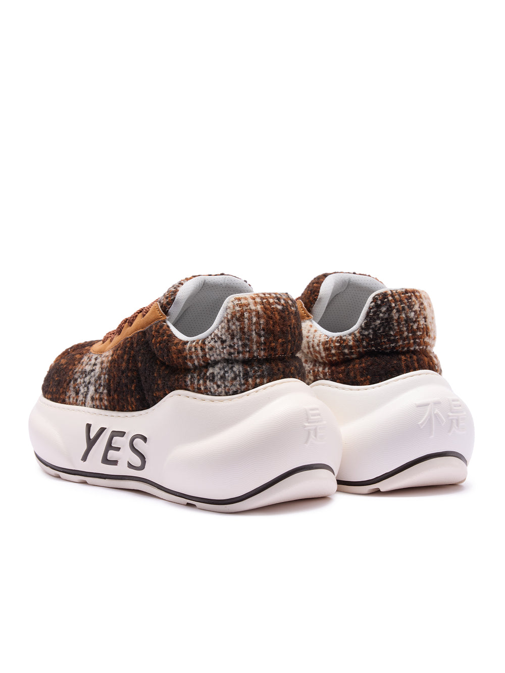 Heritage Chunk – Brown Plaid Platform Sneakers