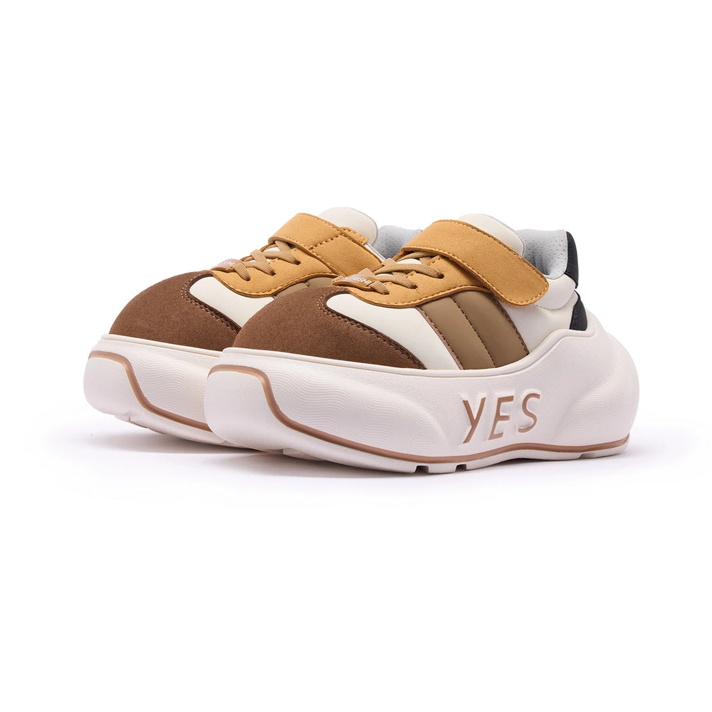 Cedar Kids – Tan & Brown Chunky Sneakers