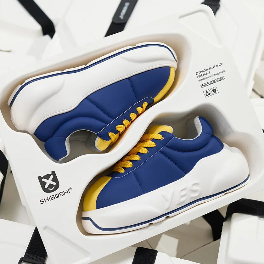 Cobalt Chunk – Blue & Ochre Platform Sneakers
