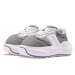Silver Rose Chunk – Gray & White Platform Sneakers