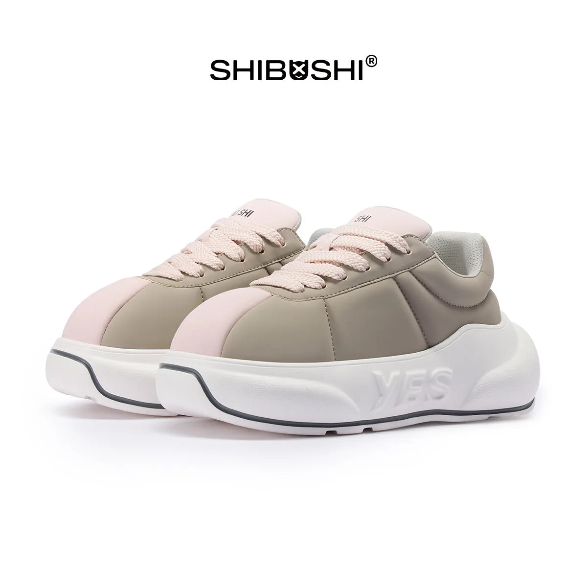Dune Rose Chunk – Taupe & Pink Platform Sneakers