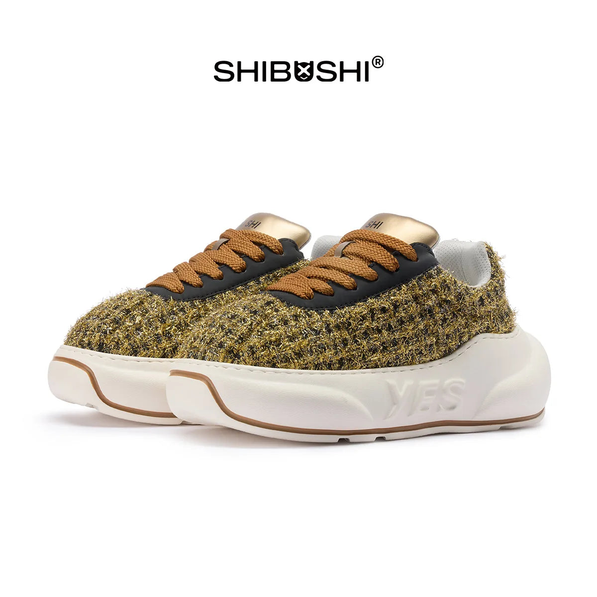 Black Gold Chunk – Sneakers cu platformă negri și aurii