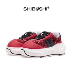 Crimson Chunk – Red & Black Platform Sneakers