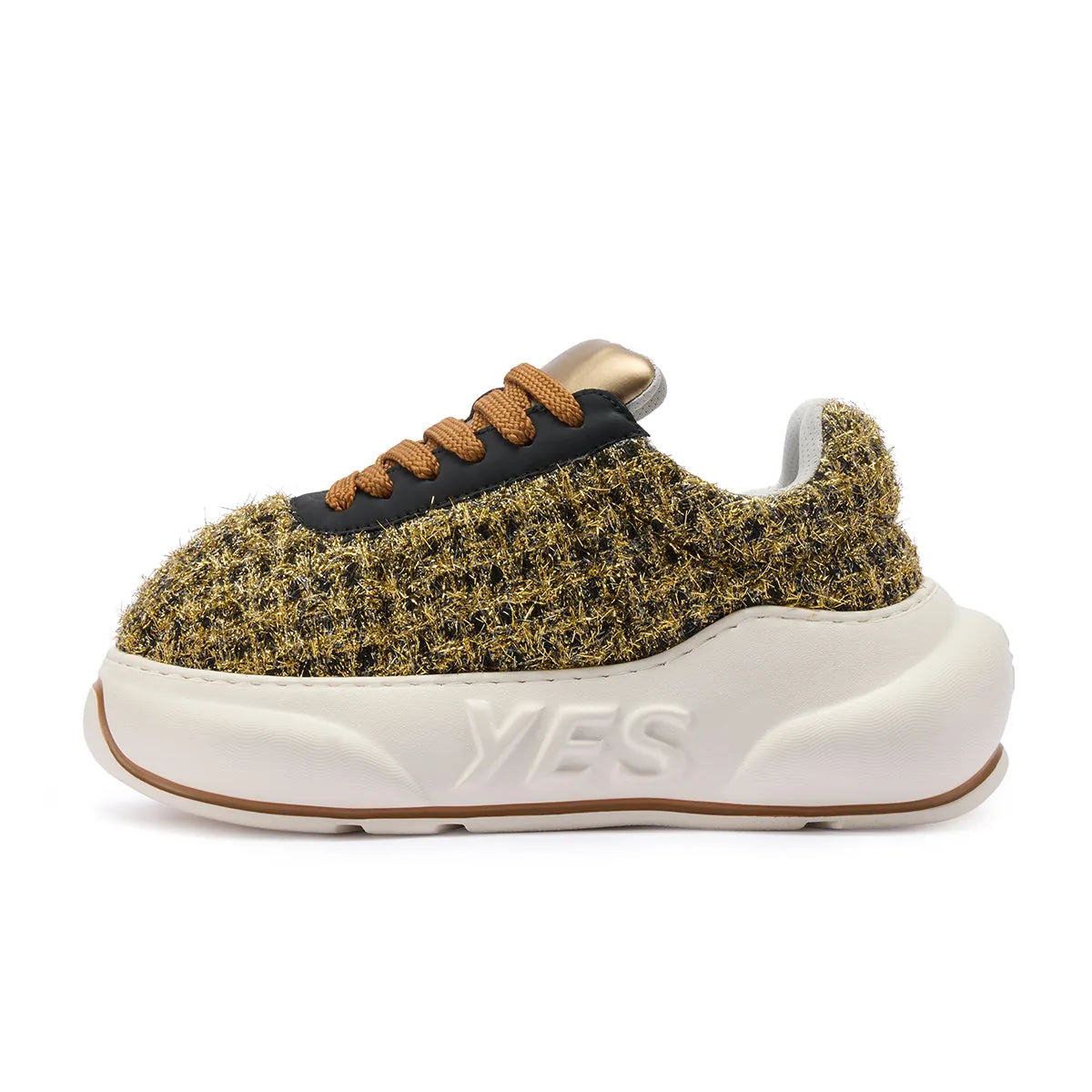 Black Gold Chunk – Sneakers cu platformă negri și aurii