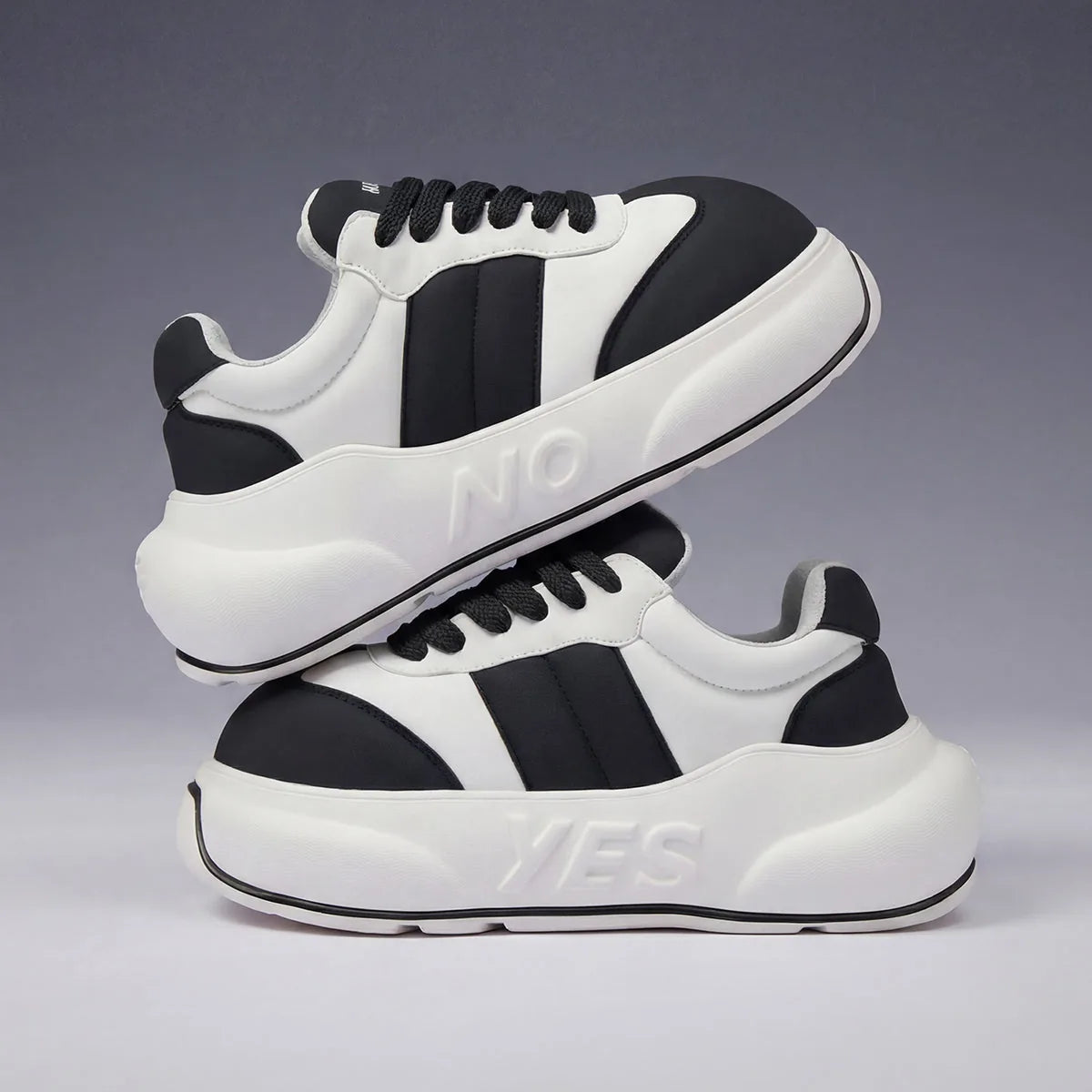 Panda Chunk – Black & White Platform Sneakers