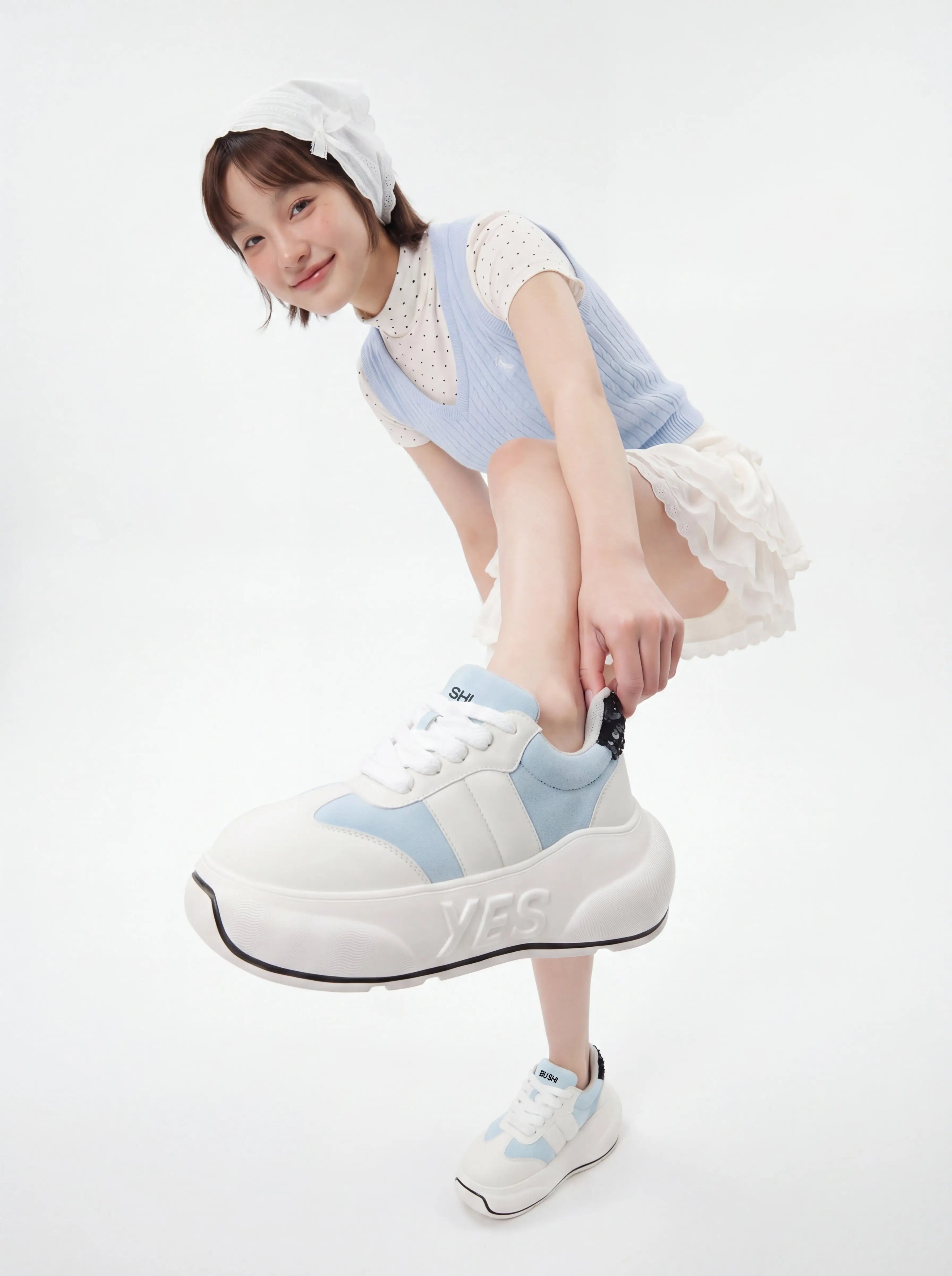 Aqua Chunk – Sneakers con plateau blu