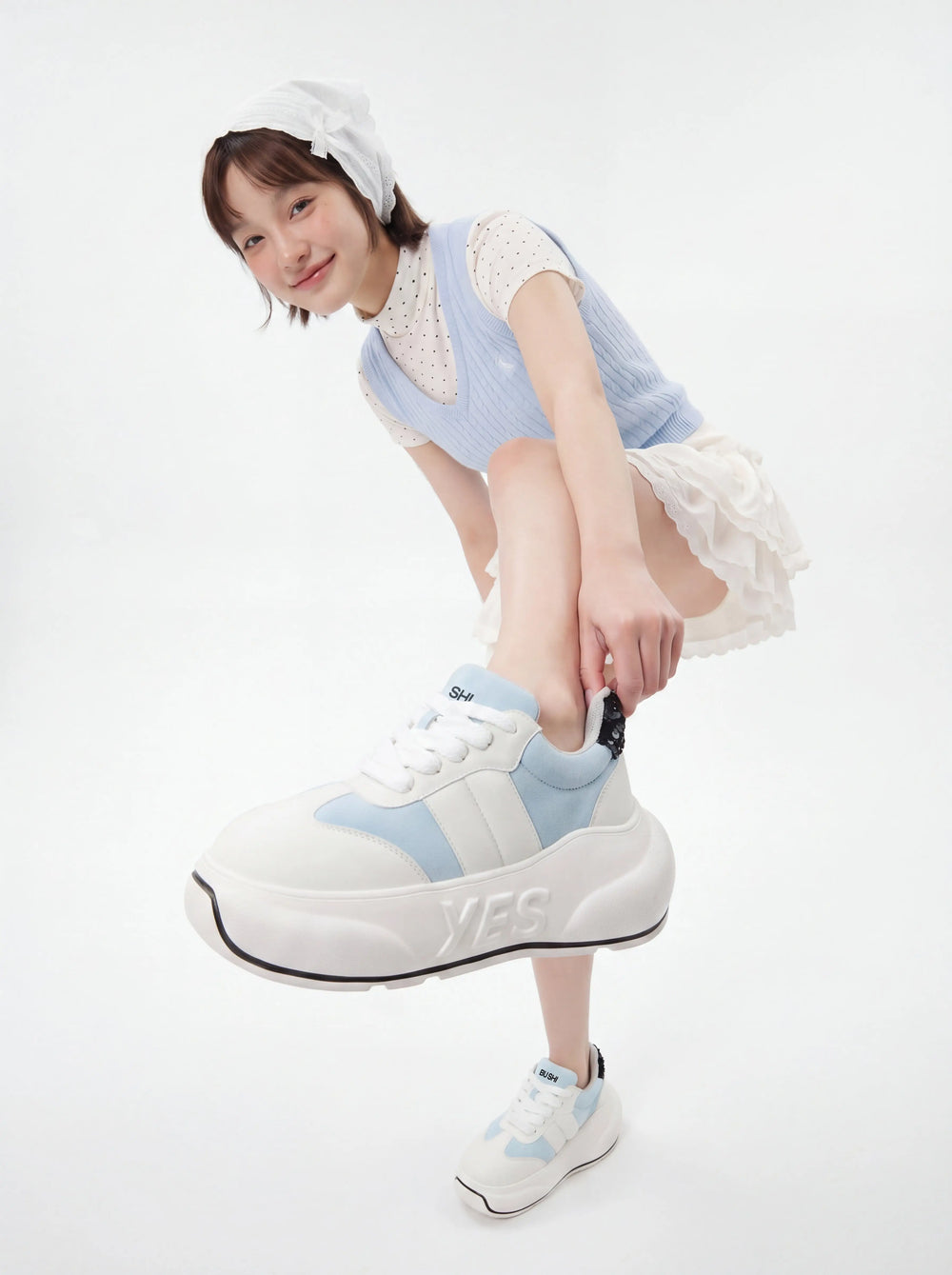 Aqua Chunk – Sneakers con plateau blu