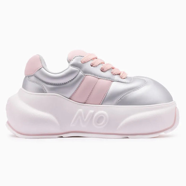Pearl Chunk – Pink & Silver Platform Sneakers