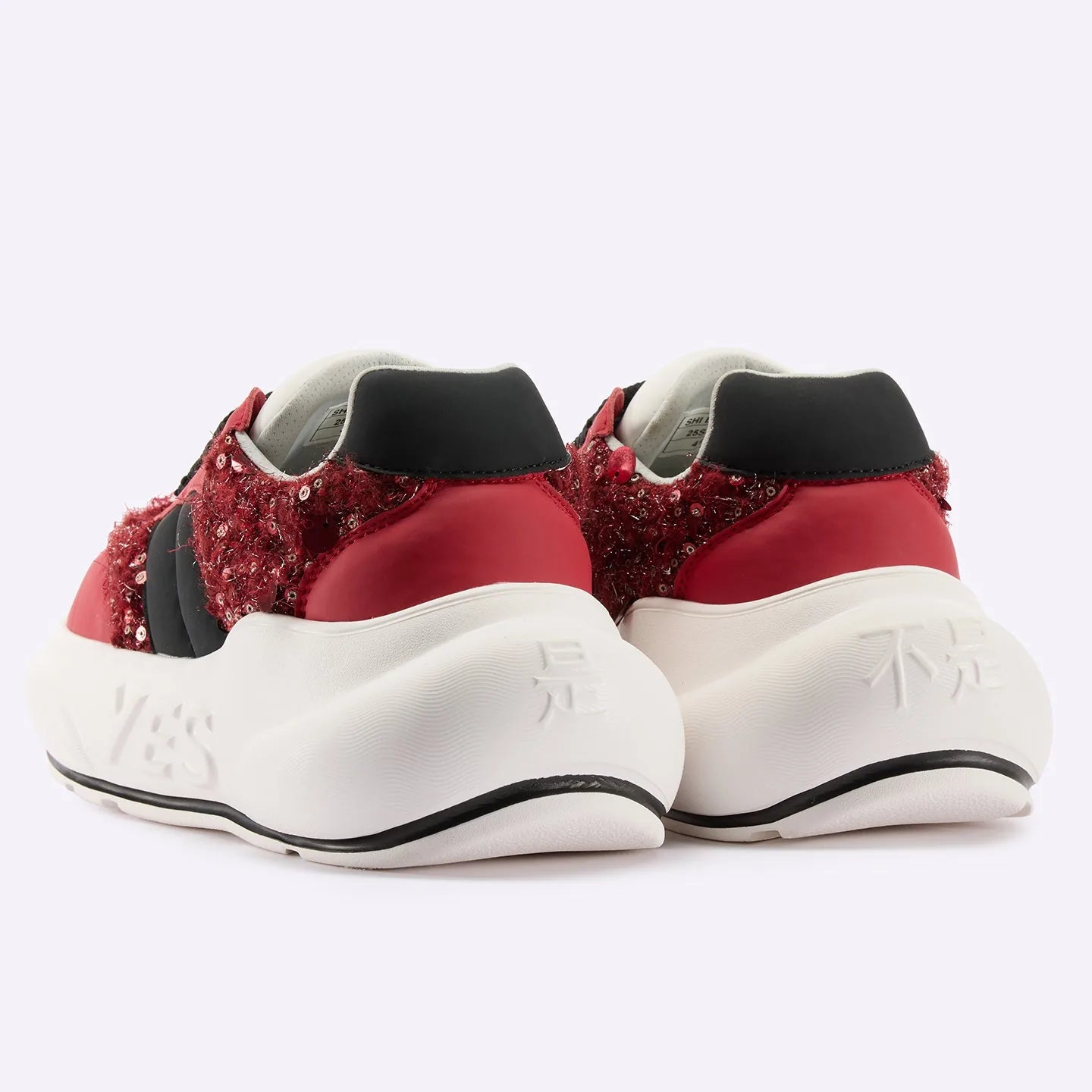Crimson Chunk – Red & Black Platform Sneakers