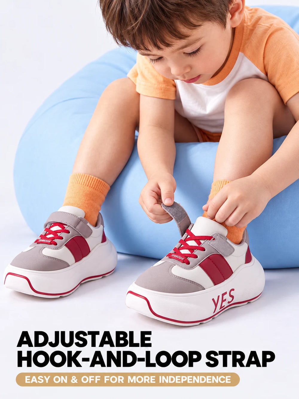 Rally Kids – Red & Gray Chunky Sneakers