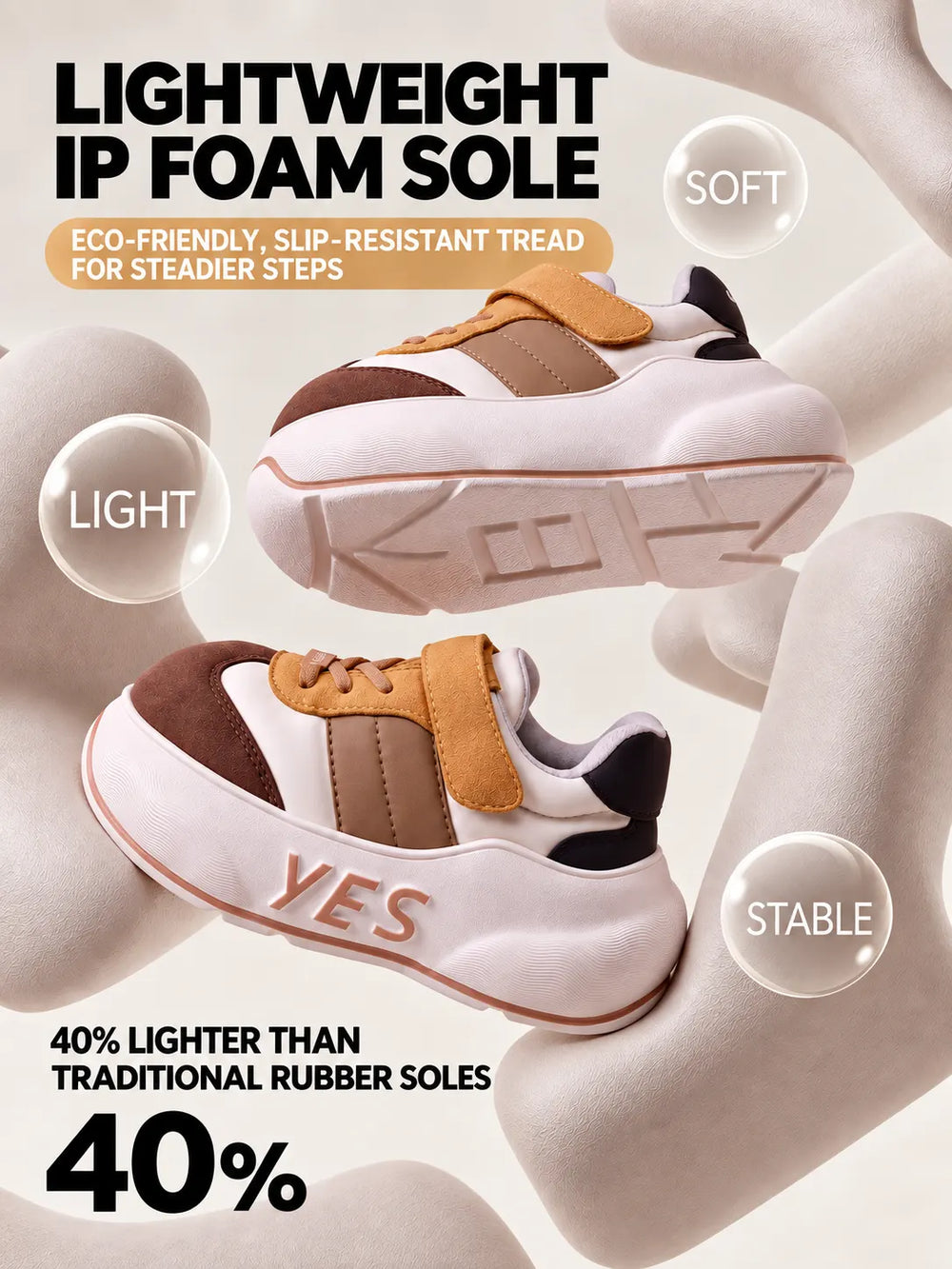 Cedar Kids – Tan & Brown Chunky Sneakers