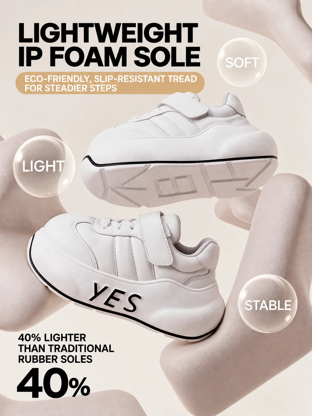 Pure Step Kids – White Chunky Sneakers