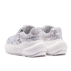 Glitter Silver Chunk – Silver Glitter Platform Sneakers