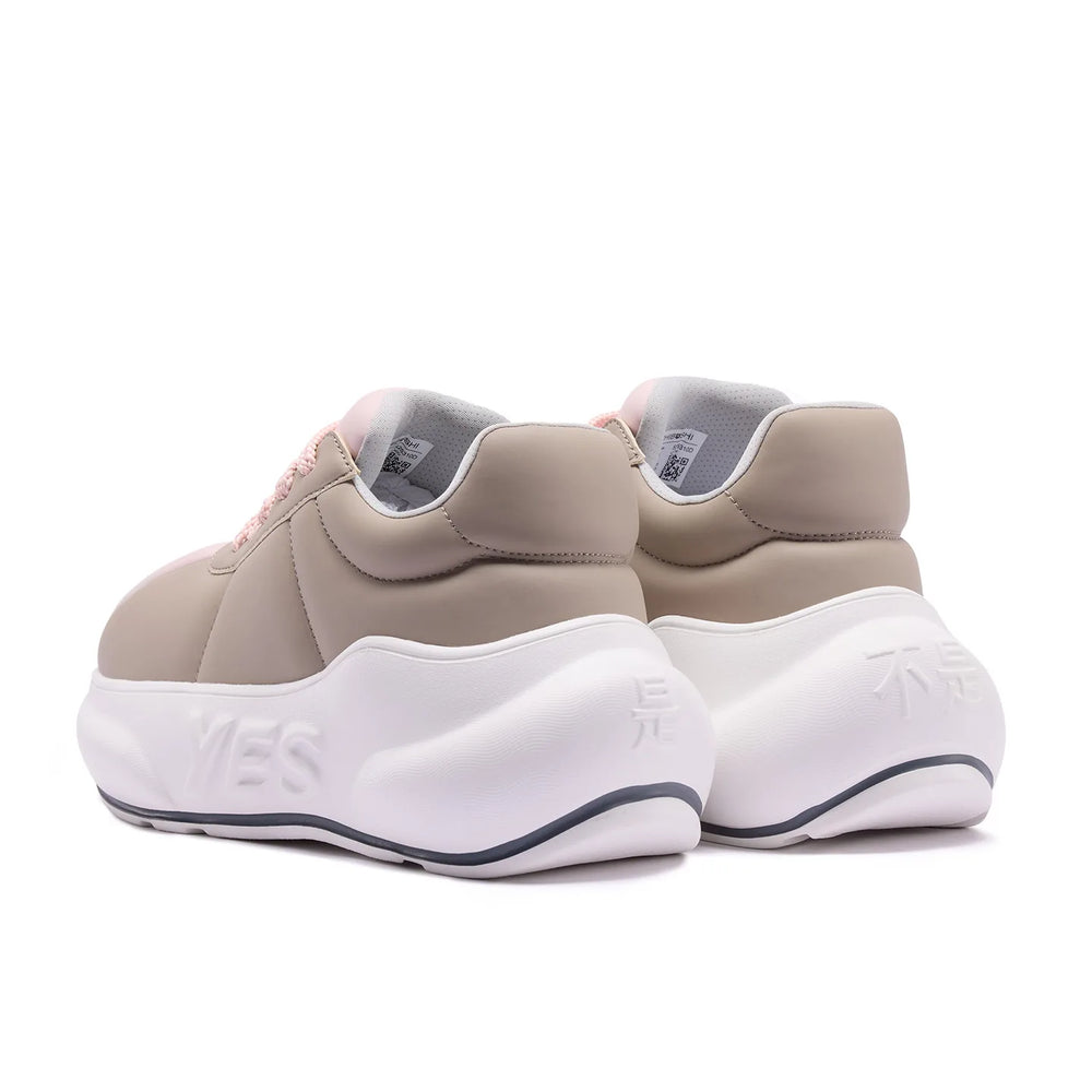 Dune Rose Chunk – Taupe & Pink Platform Sneakers