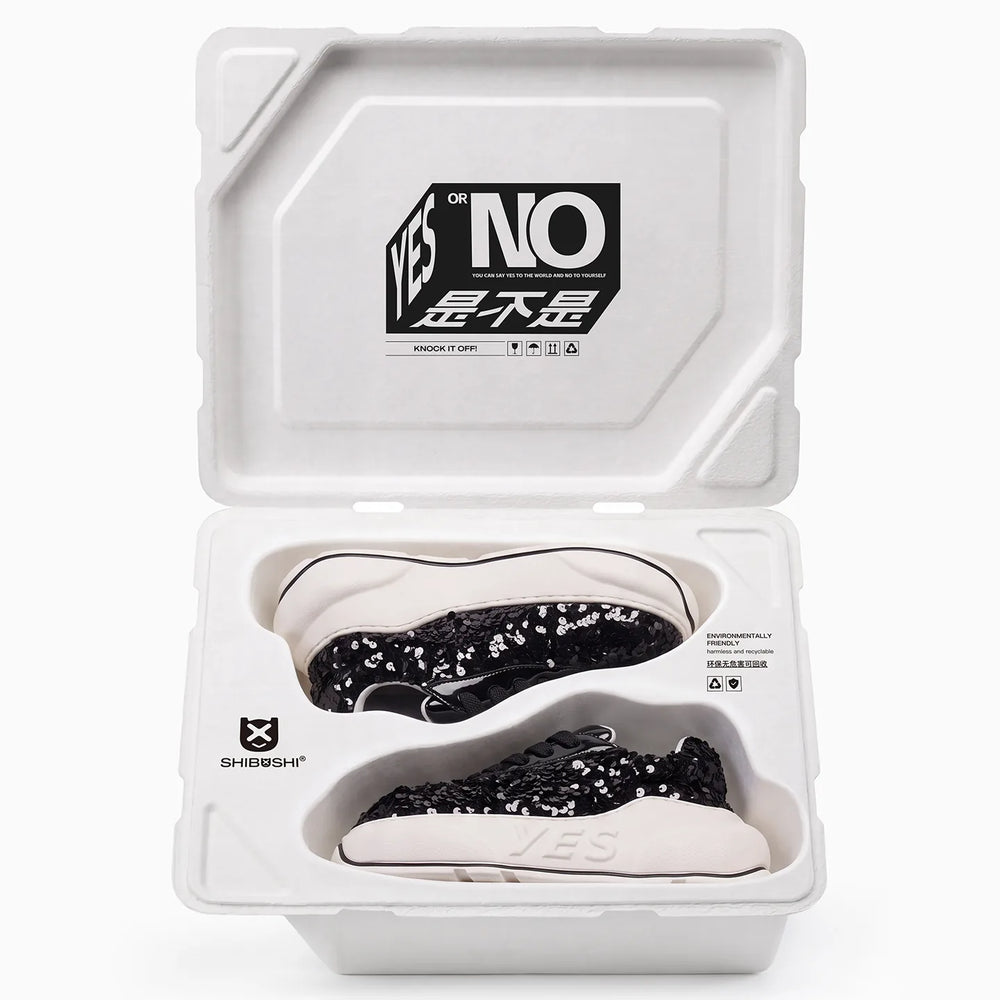 Glitter Noir Chunk – Black Glitter Platform Sneakers