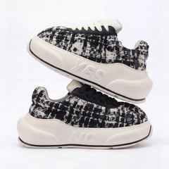 Sequin tweed chunky sneakers side profile