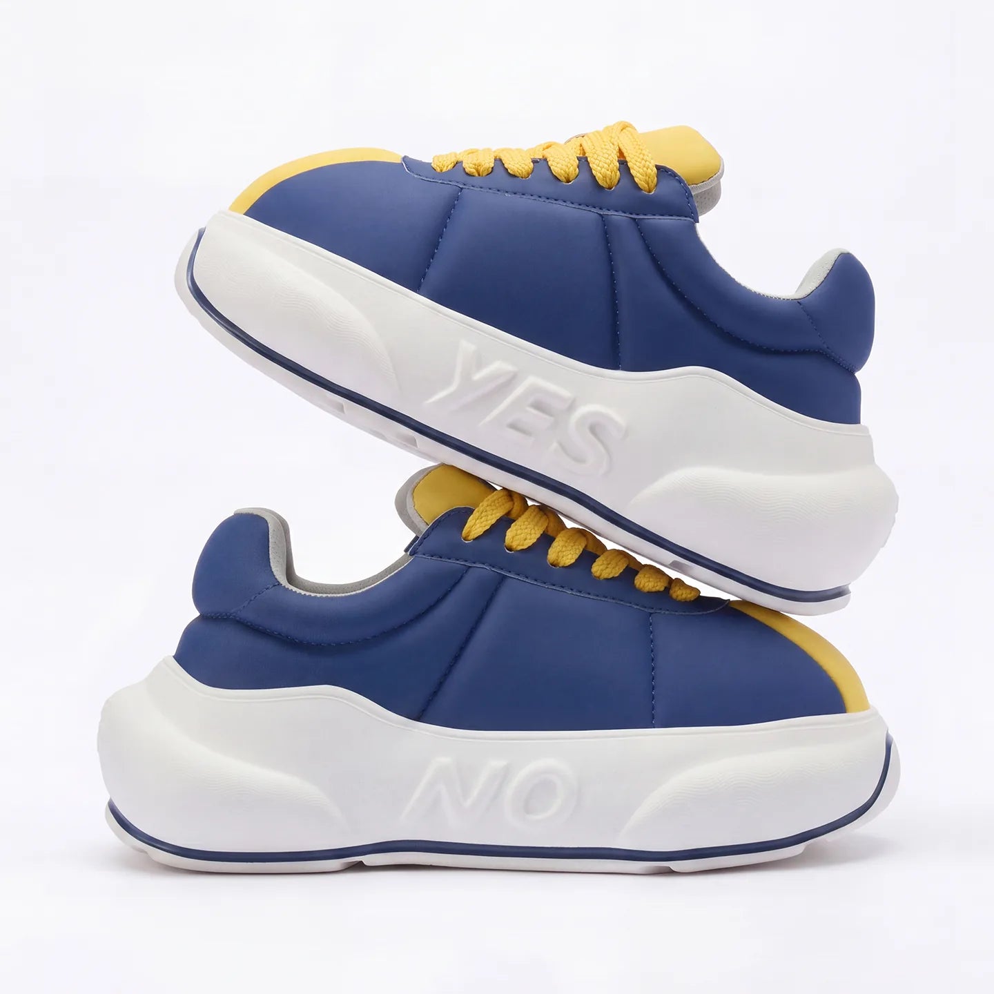 Cobalt Chunk – Blue & Ochre Platform Sneakers