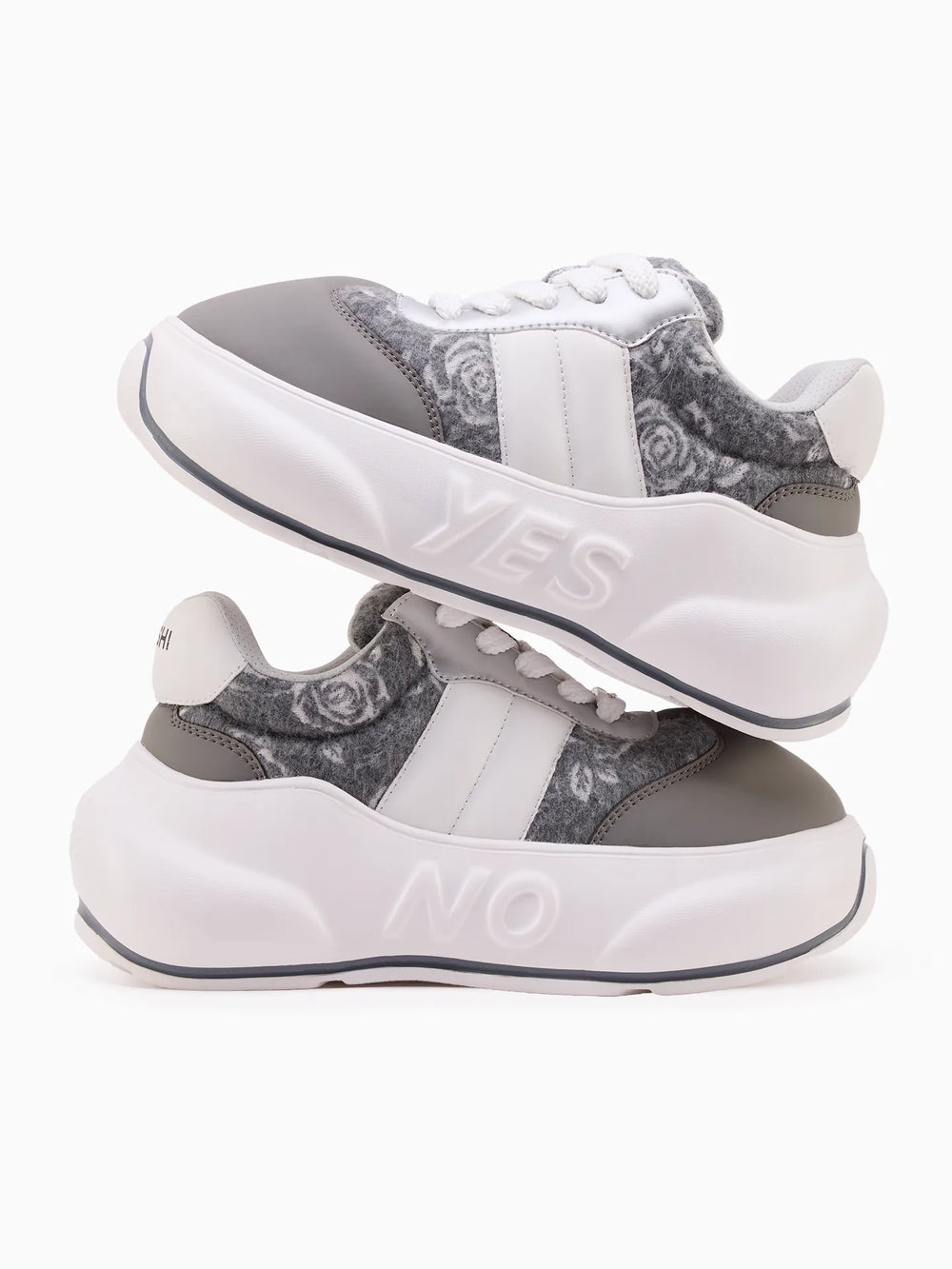 Silver Rose Chunk floral textured sneaker detail