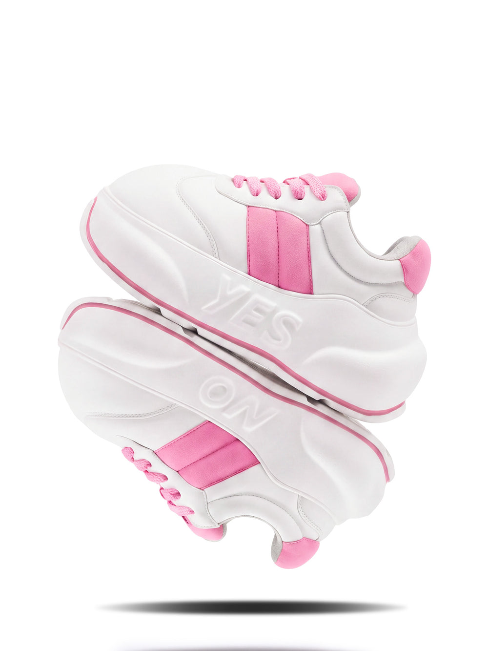 Peony Chunk – Pink & White Platform Sneakers