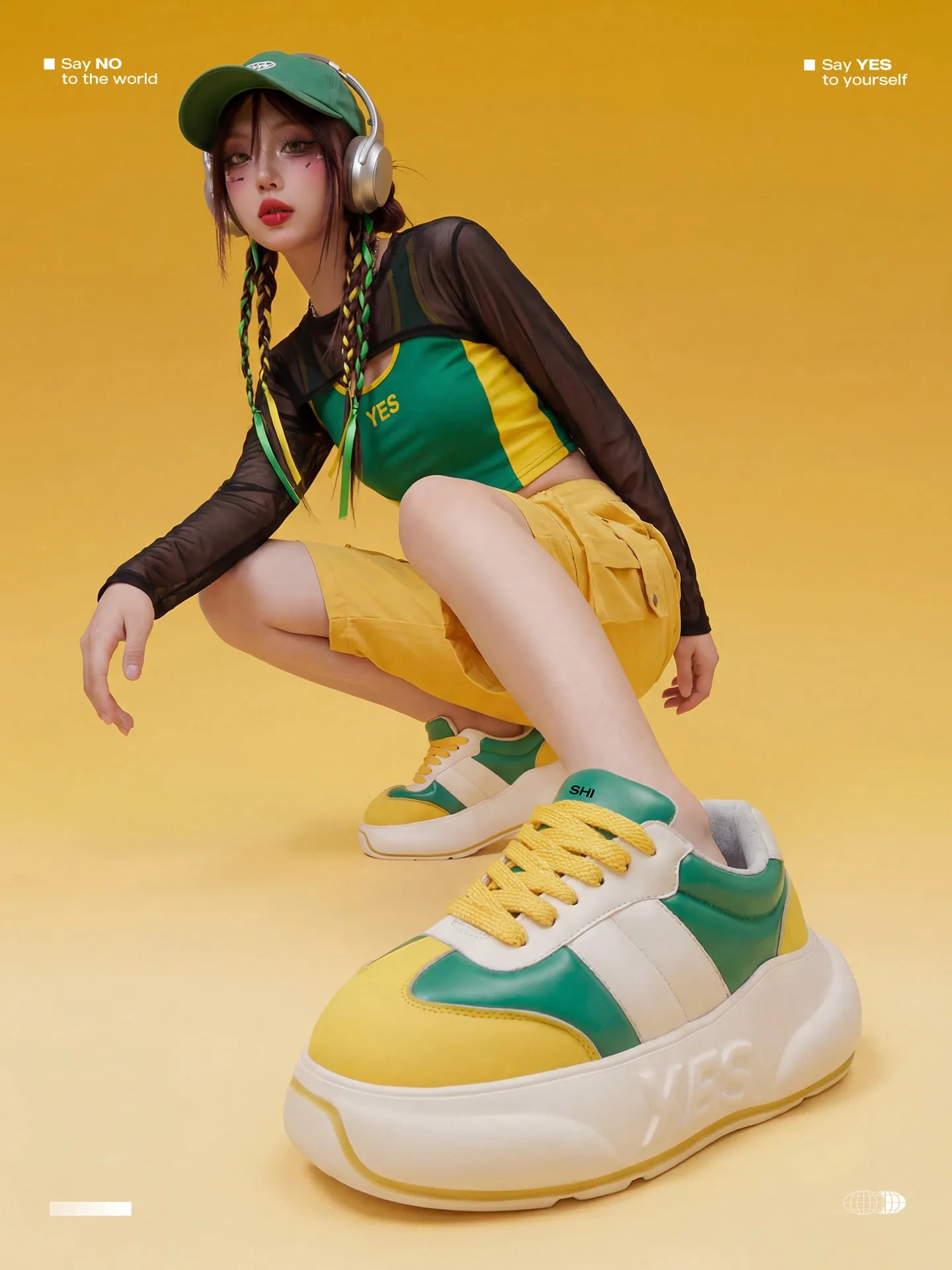 Citrus Chunk – Green & Yellow Platform Sneakers