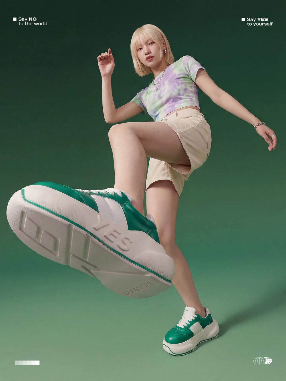 Jade Chunk – Green Platform Sneakers