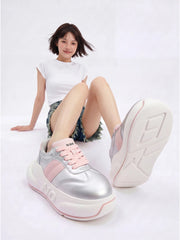 Pearl Chunk – Pink & Silver Platform Sneakers