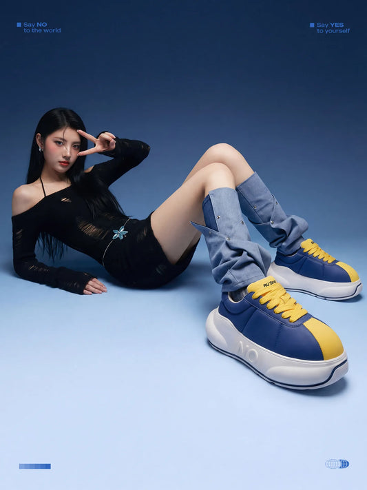 Cobalt Chunk – Sneakers cu platformă albaștri și ocru