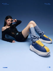 Cobalt Chunk – Blue & Ochre Platform Sneakers