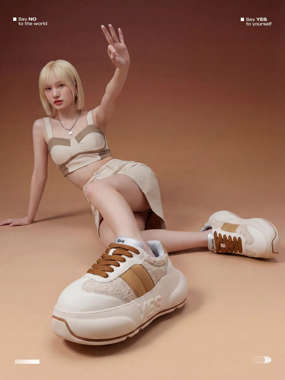 Sand Chunk – Sneakers cu platformă bej