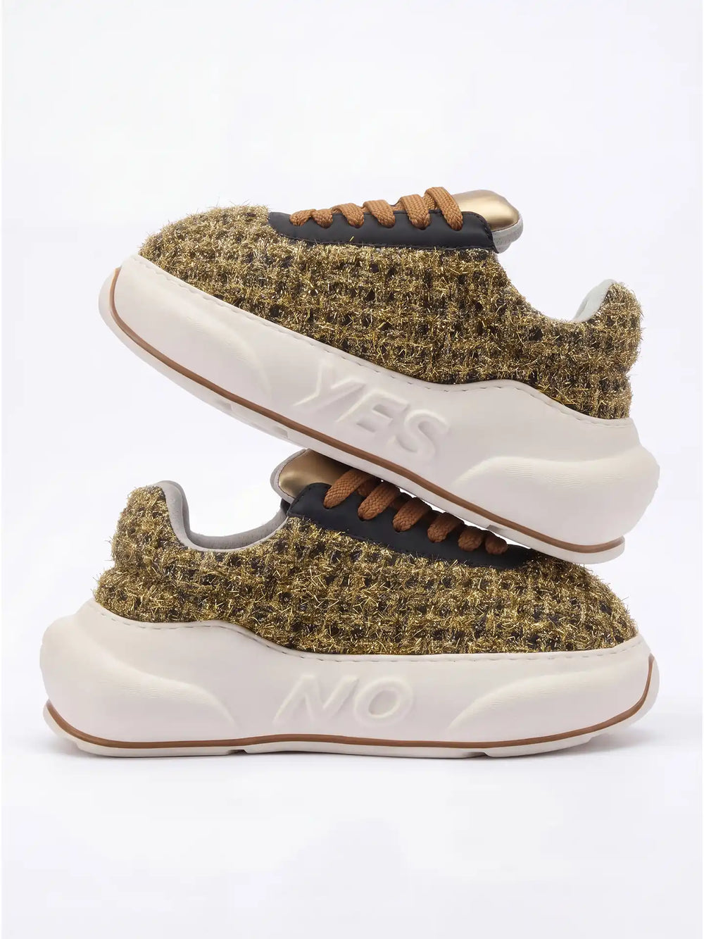 Black Gold Chunk – Sneakers cu platformă negri și aurii
