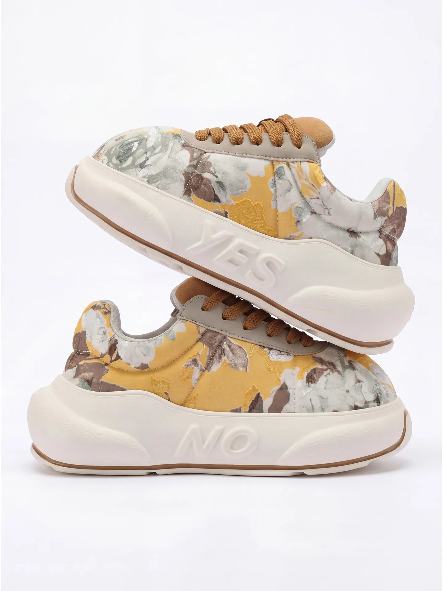Floral Gold Chunk – Floral Gold Platform Sneakers