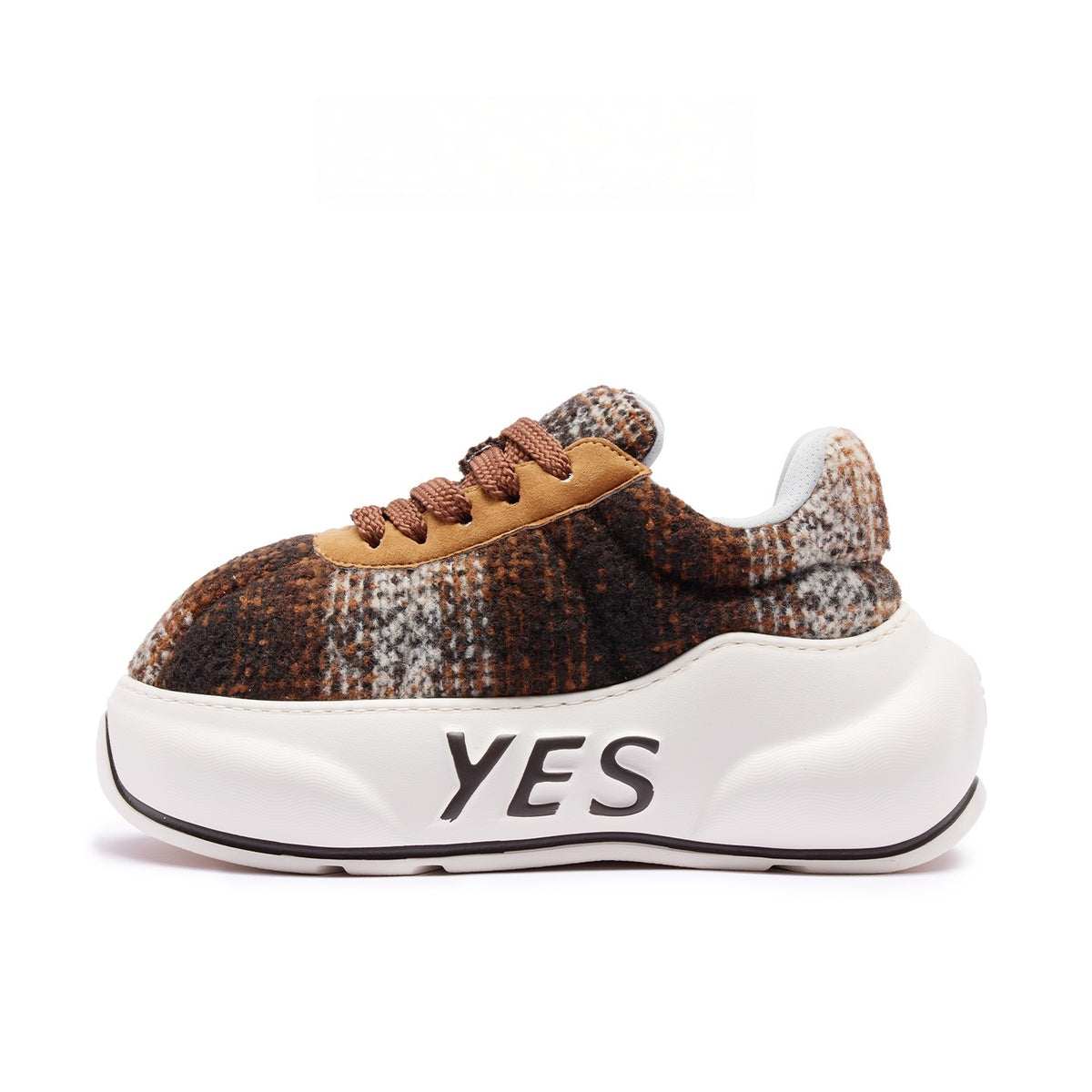 Heritage Chunk – Brown Plaid Platform Sneakers