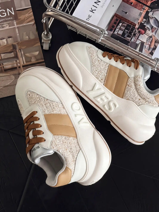 Sand Chunk – Beige Platform Sneakers